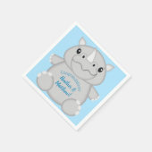 Rhino Baby Shower Blue Serviette (Ecke)