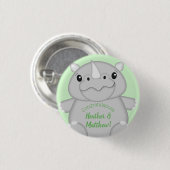 Rhino Baby Shower Green Button (Vorne & Hinten)