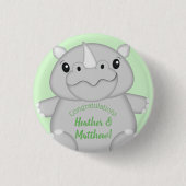 Rhino Baby Shower Green Button (Vorderseite)