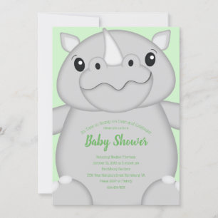 Rhino Baby Shower Green Einladung