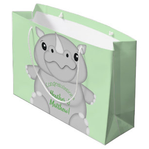 Rhino Baby Shower Green Große Geschenktüte