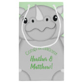 Rhino Baby Shower Green Kleine Geschenktüte (Rückseite)