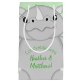 Rhino Baby Shower Green Kleine Geschenktüte (Vorderseite)