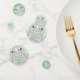 Rhino Baby Shower Green Konfetti