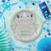 Rhino Baby Shower Green Pappteller (Party)