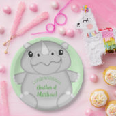 Rhino Baby Shower Green Pappteller (Party)