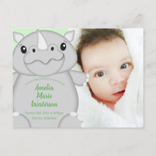 Rhino Baby Shower Green Postkarte