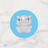 Rhino Baby Shower Safari Blue Konfetti (Klein Vorderseite)
