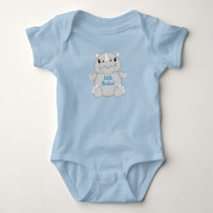 Rhino Baby Shower Safari Blue Strampler
