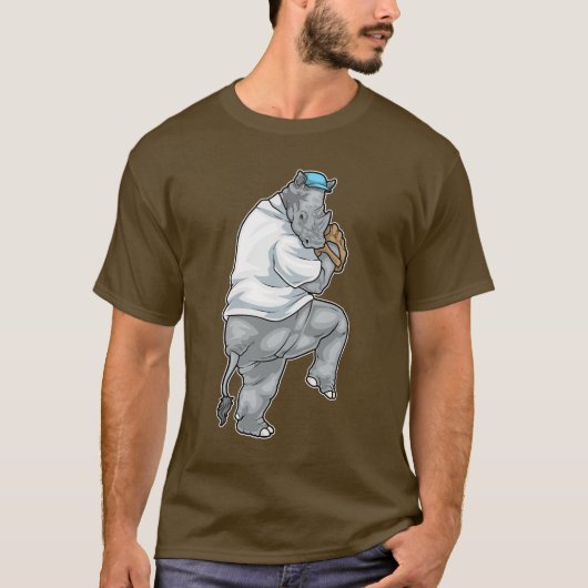Rhino Baseball Baseball-Handschuh T-Shirt (Vorderseite)