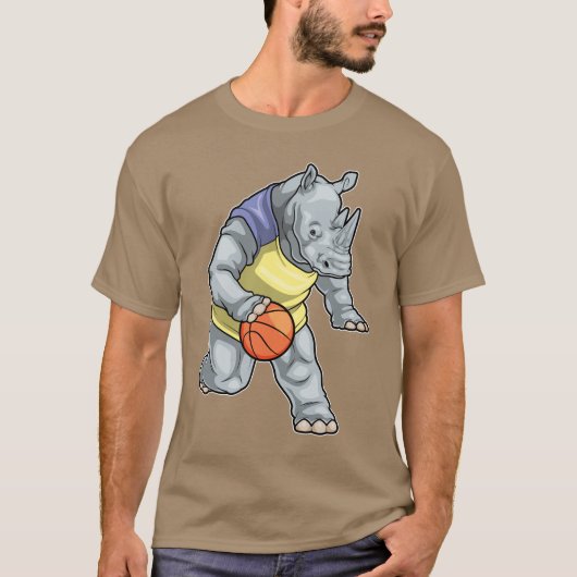 Rhino Basketball-Spieler Basketball T-Shirt (Vorderseite)