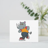 Rhino bei Ice Skaten mit Ice-Skaten Postkarte (Stehend Vorderseite)