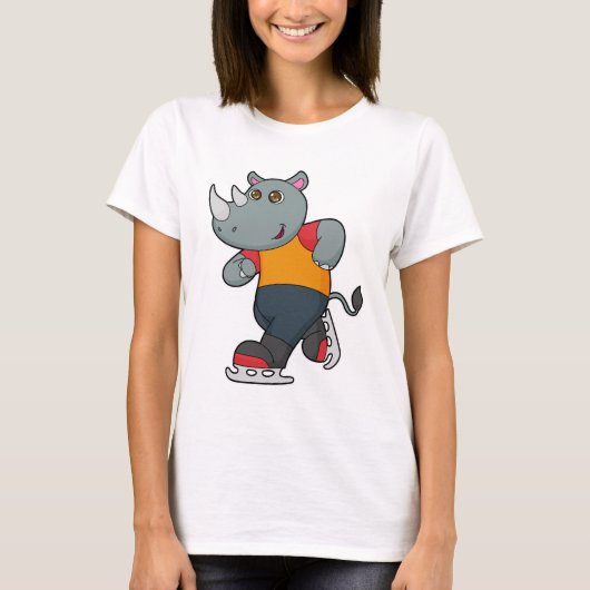 Rhino bei Ice Skaten mit Ice-Skaten T-Shirt (Vorderseite)