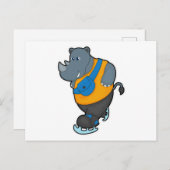 Rhino bei Ice Skaten mit Sling-Tasche Postkarte (Vorne/Hinten)