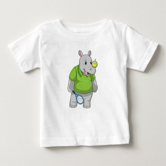 Rhino bei Tennis mit Tennisball Baby T-shirt (Vorderseite)