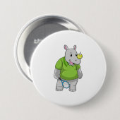 Rhino bei Tennis mit Tennisball Button (Vorne & Hinten)