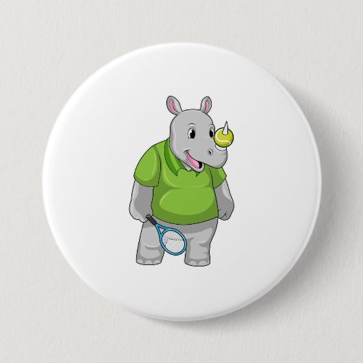 Rhino bei Tennis mit Tennisball Button (Vorderseite)