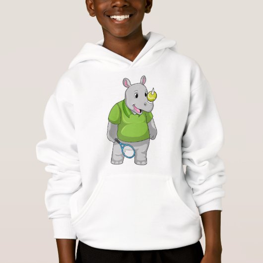 Rhino bei Tennis mit Tennisball Hoodie (Vorderseite)
