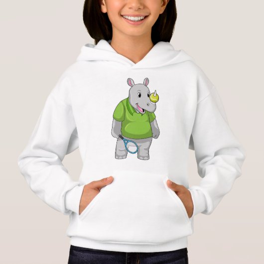 Rhino bei Tennis mit Tennisball Hoodie (Vorderseite)