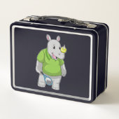 Rhino bei Tennis mit Tennisball Metall Brotdose (Rückseite)