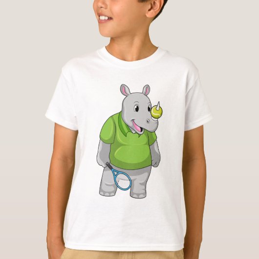 Rhino bei Tennis mit Tennisball T-Shirt (Vorderseite)