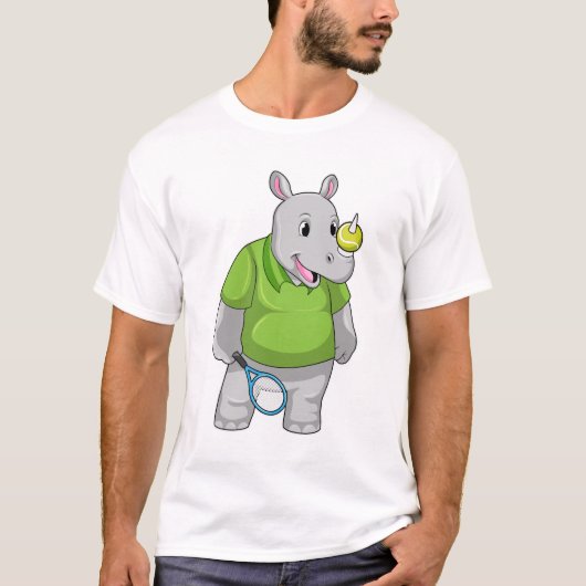 Rhino bei Tennis mit Tennisball T-Shirt (Vorderseite)