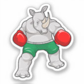 Rhino beim Boxen mit Boxhandschuhen Aufkleber (Vorderseite)