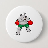 Rhino beim Boxen mit Boxhandschuhen Button (Vorderseite)