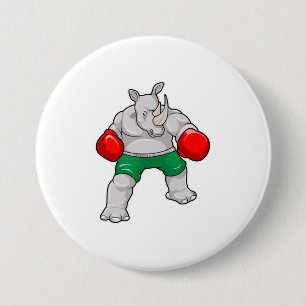 Rhino beim Boxen mit Boxhandschuhen Button