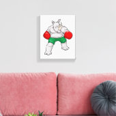 Rhino beim Boxen mit Boxhandschuhen Leinwanddruck (Insitu (Wohnzimmer))