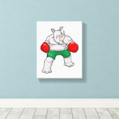 Rhino beim Boxen mit Boxhandschuhen Leinwanddruck (Insitu (Holzboden))