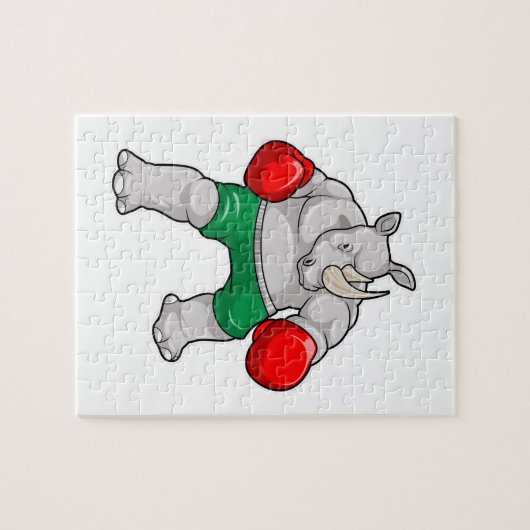 Rhino beim Boxen mit Boxhandschuhen Puzzle (Horizontal)