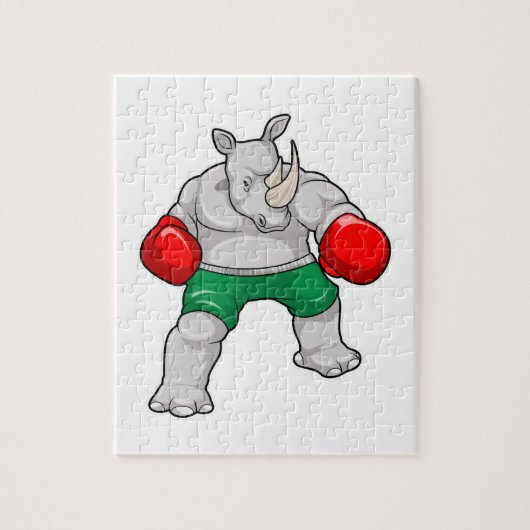 Rhino beim Boxen mit Boxhandschuhen Puzzle (Vertikal)
