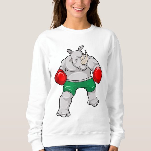 Rhino beim Boxen mit Boxhandschuhen Sweatshirt (Vorderseite)