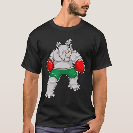 Rhino beim Boxen mit Boxhandschuhen T-Shirt (Vorderseite)