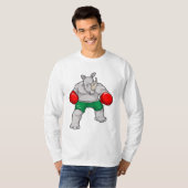 Rhino beim Boxen mit Boxhandschuhen T-Shirt (Vorne ganz)