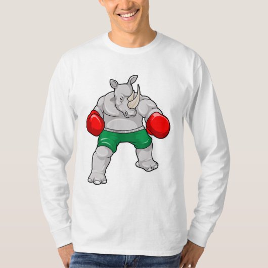 Rhino beim Boxen mit Boxhandschuhen T-Shirt (Vorderseite)