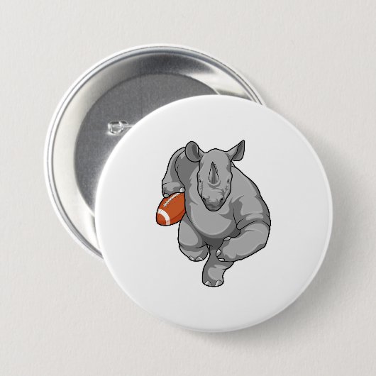 Rhino beim Fußballsport Button (Vorne & Hinten)