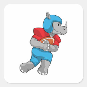 Rhino beim Fußballsport Quadratischer Aufkleber