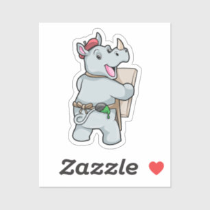 Rhino beim Malen mit Farben Aufkleber