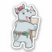 Rhino beim Malen mit Farben Aufkleber (Vorderseite)