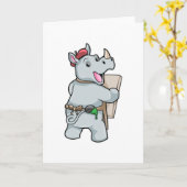 Rhino beim Malen mit Farben Karte (Gelbe Blume)