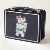 Rhino beim Malen mit Farben Metall Brotdose (Rückseite)