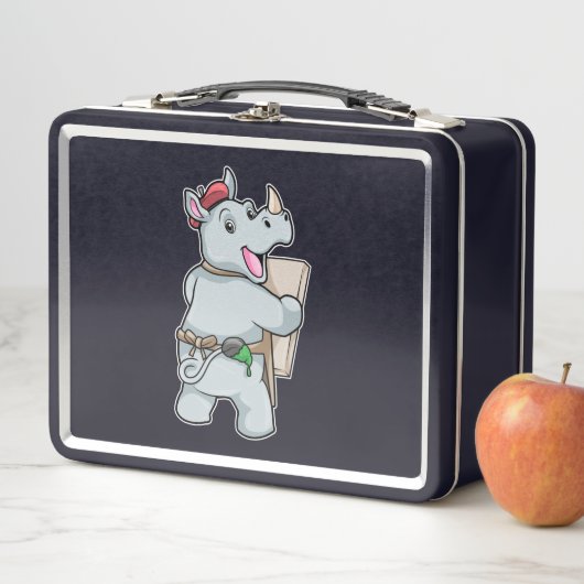 Rhino beim Malen mit Farben Metall Brotdose (Beispiel)