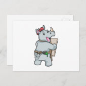 Rhino beim Malen mit Farben Postkarte (Vorne/Hinten)