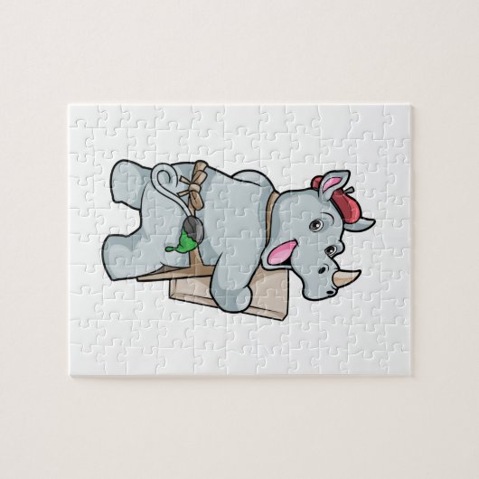 Rhino beim Malen mit Farben Puzzle (Horizontal)