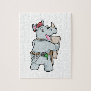 Rhino beim Malen mit Farben Puzzle