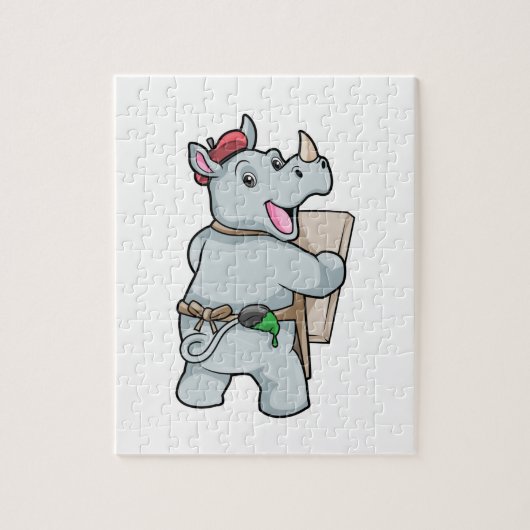 Rhino beim Malen mit Farben Puzzle (Vertikal)