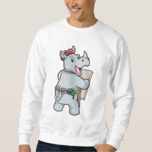 Rhino beim Malen mit Farben Sweatshirt