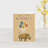 Rhino Birthday Card auf Kraft Hintergrund Karte (Gelbe Blume)